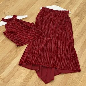 Vintage Stunning Crop top and skirt red. Size 11/12